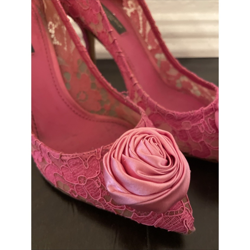 Dolce & Gabbana Women's Lace Pumps with Rose Size 37 Women Pink Shoes - Picture 4 of 8